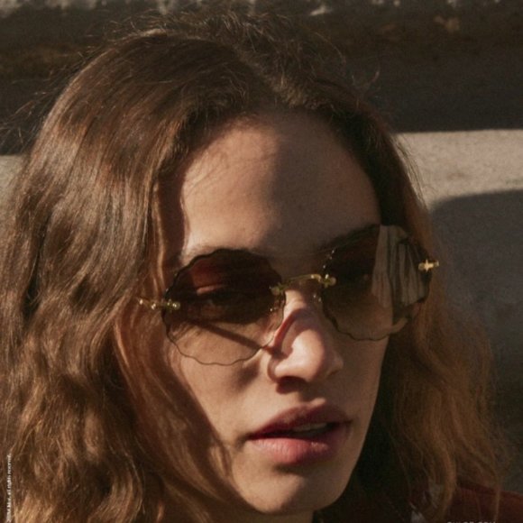 CHLOE ROSIE FLOWER 60mm Scalloped Gradient OCHRE Sunglasses MSRP$460 main image 6